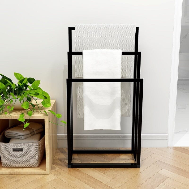 Bamboo Wood Paper Towel Holder - Double Rod Standing Rack For