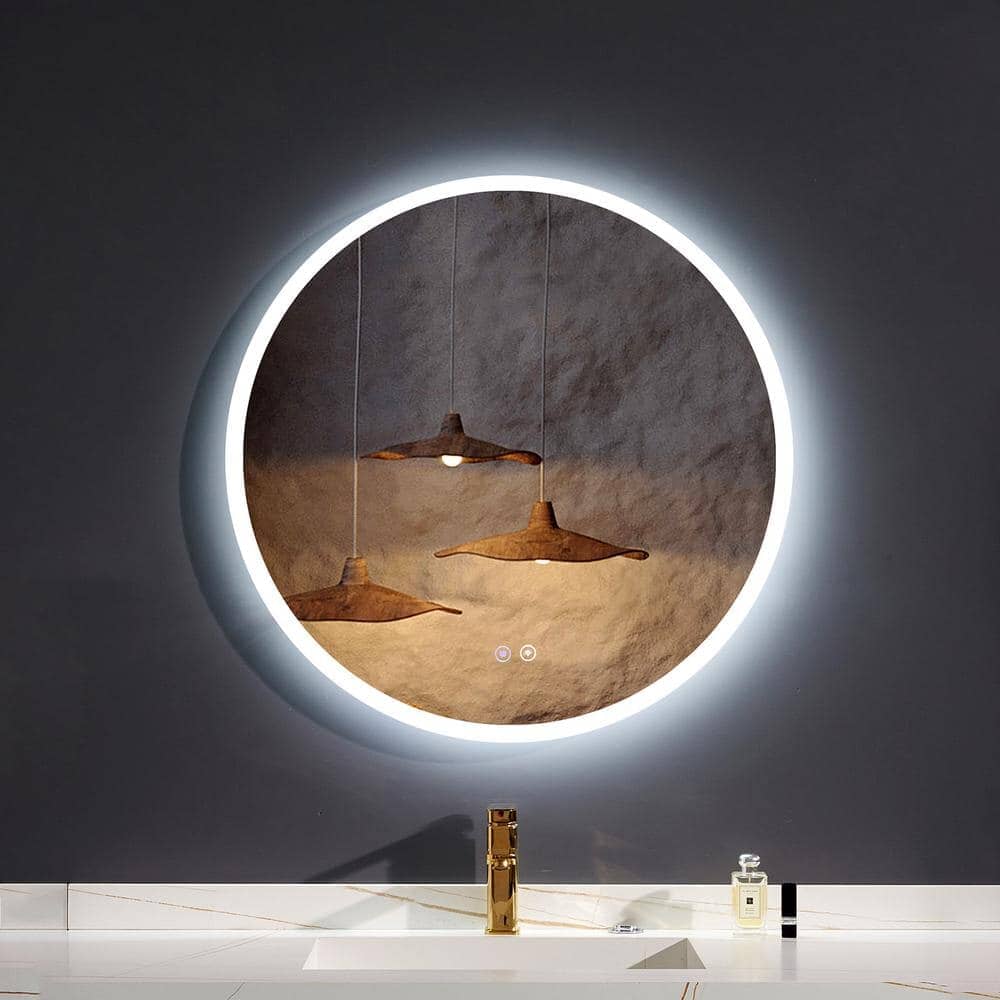 Giving Tree Round Frameless Bathroom Vanity Mirror with LED Light