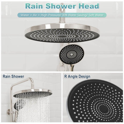 10“ Round Wall Mounted Shower System with 2-in-1 Rough-in Valve Included 3-Spray Handheld