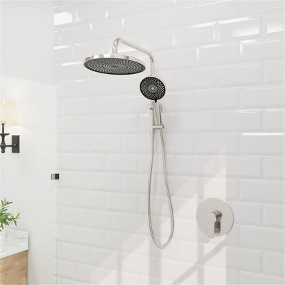 10“ Round Wall Mounted Shower System with 2-in-1 Rough-in Valve Included 3-Spray Handheld