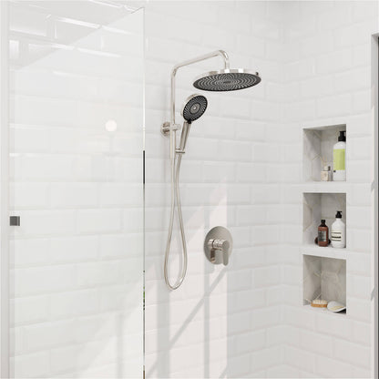 10“ Round Wall Mounted Shower System with 2-in-1 Rough-in Valve Included 3-Spray Handheld