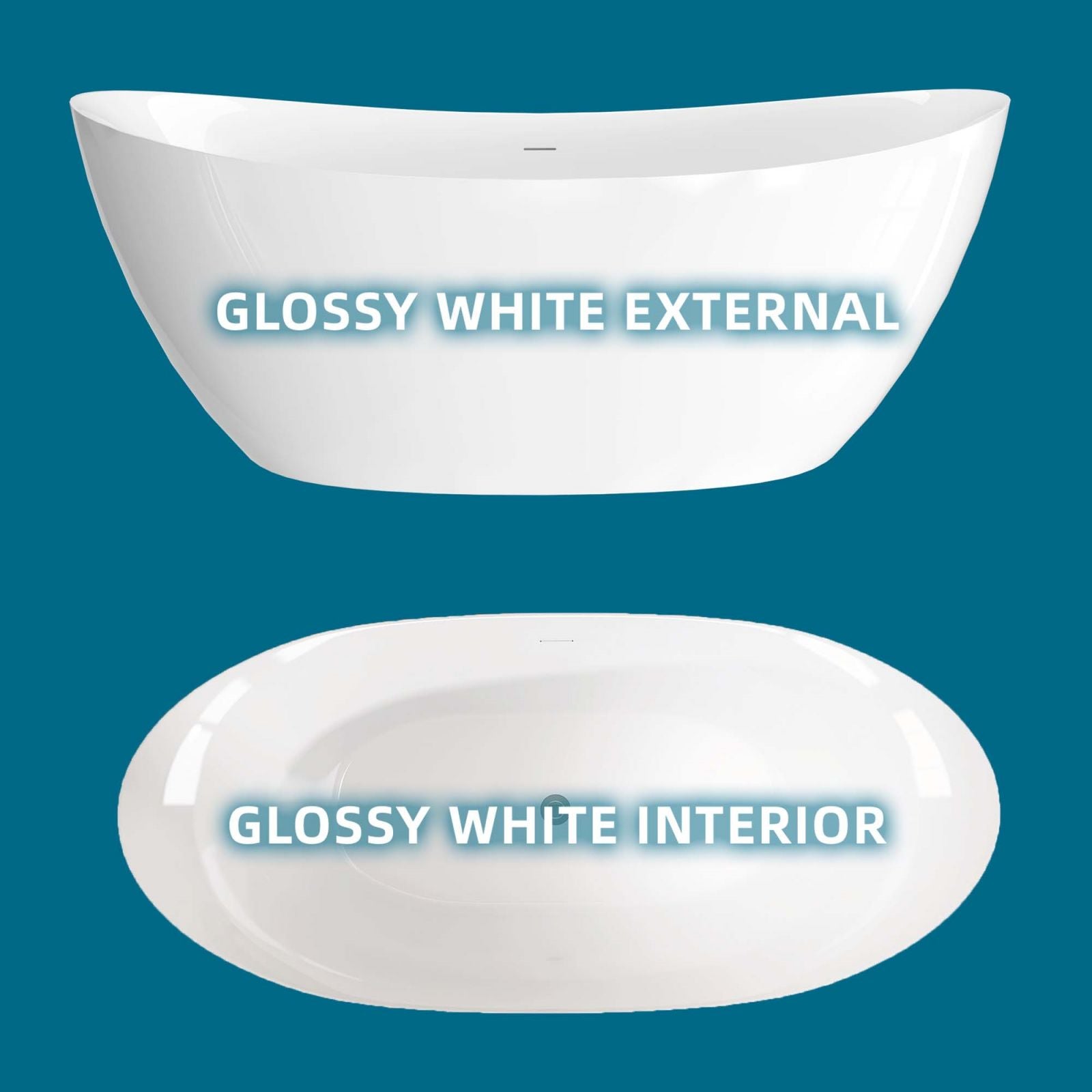 68&quot; Double Slipper Acrylic Soaking Bathtub Inner and Outer Tub Color Difference Comparison