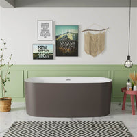 59" Oval Acrylic Brown Soaking Bathtub, Non-toxic, Crack-resistant, Household Chemicals-Resistant