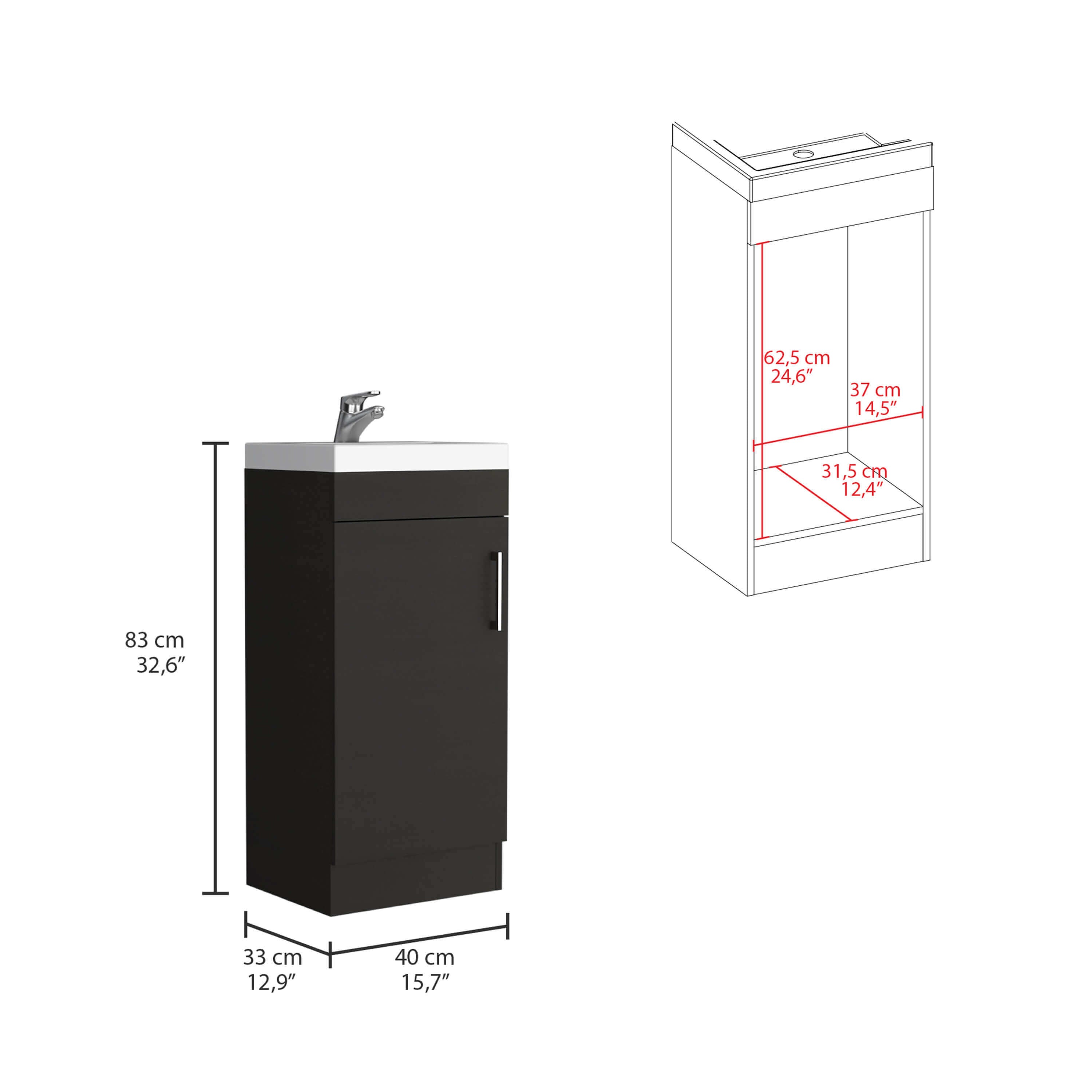 15 Inch Compact Particleboard Bathroom Vanity Dimensions Outline Specifications