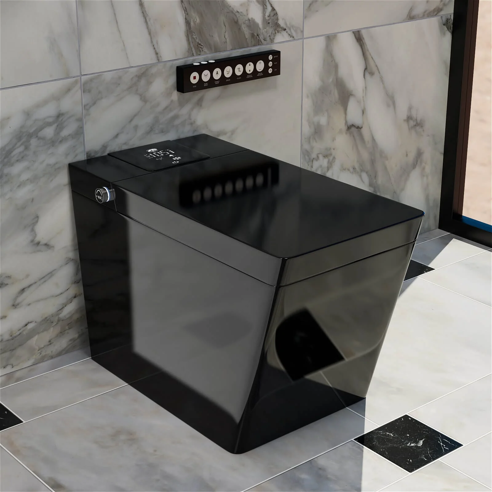 Additional glossy balck square toilet costs