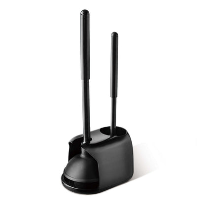 2 in 1 Black Toilet Brush and Plunger for Bathroom Cleaning