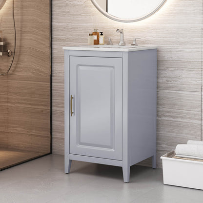 20 in Gray Minimalist Bathroom Vanity with Storage