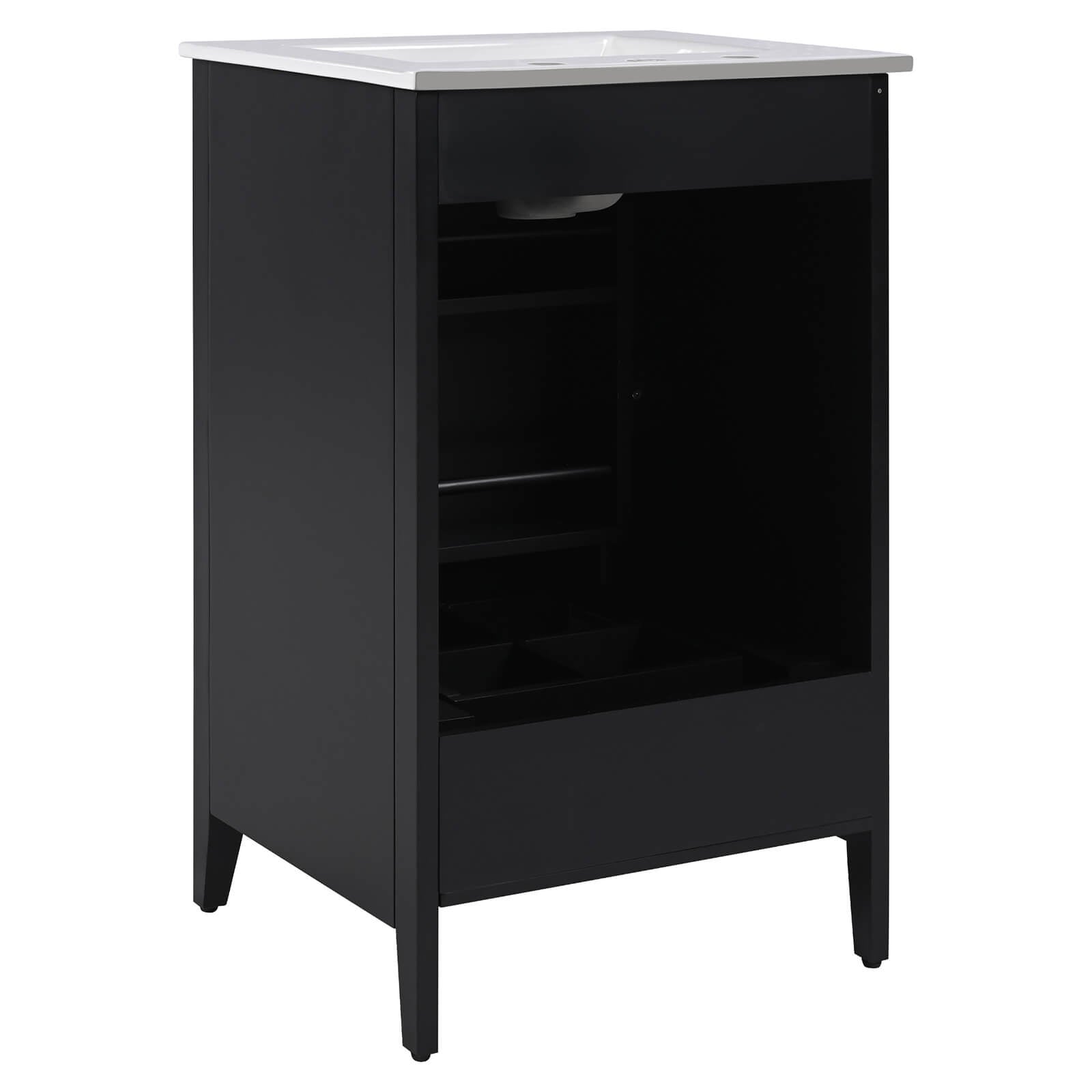 20 inch black vanity with simple design ideal for small bathrooms