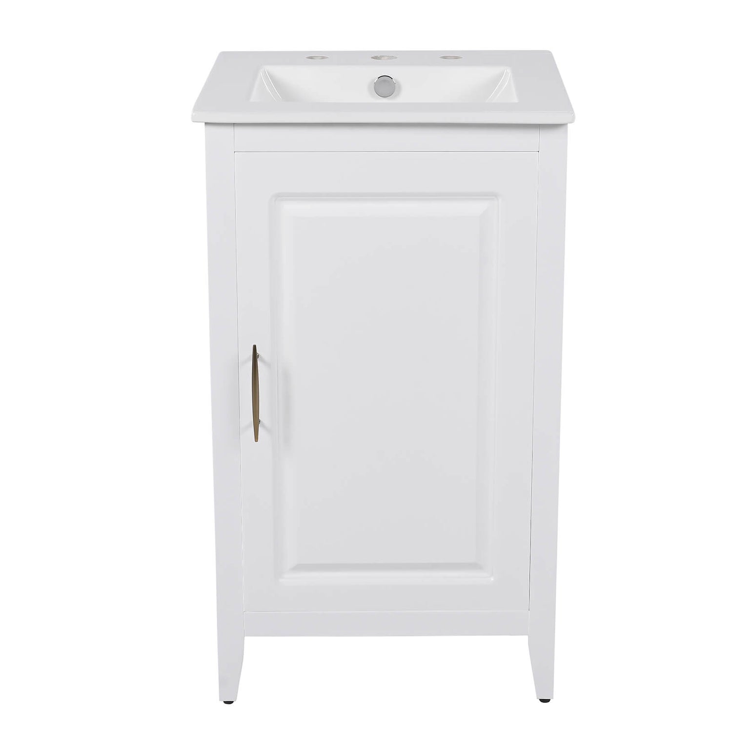 20 inch white bathroom vanity with modern gold handles