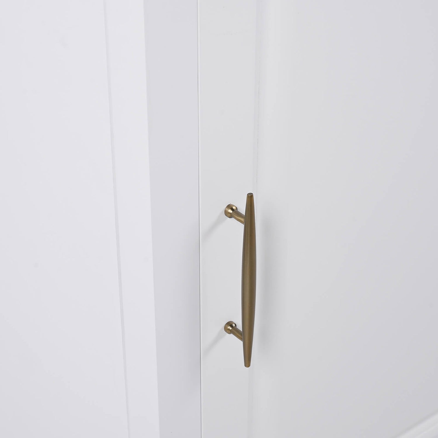 20 inch white minimalist bathroom vanity handle detail with storage