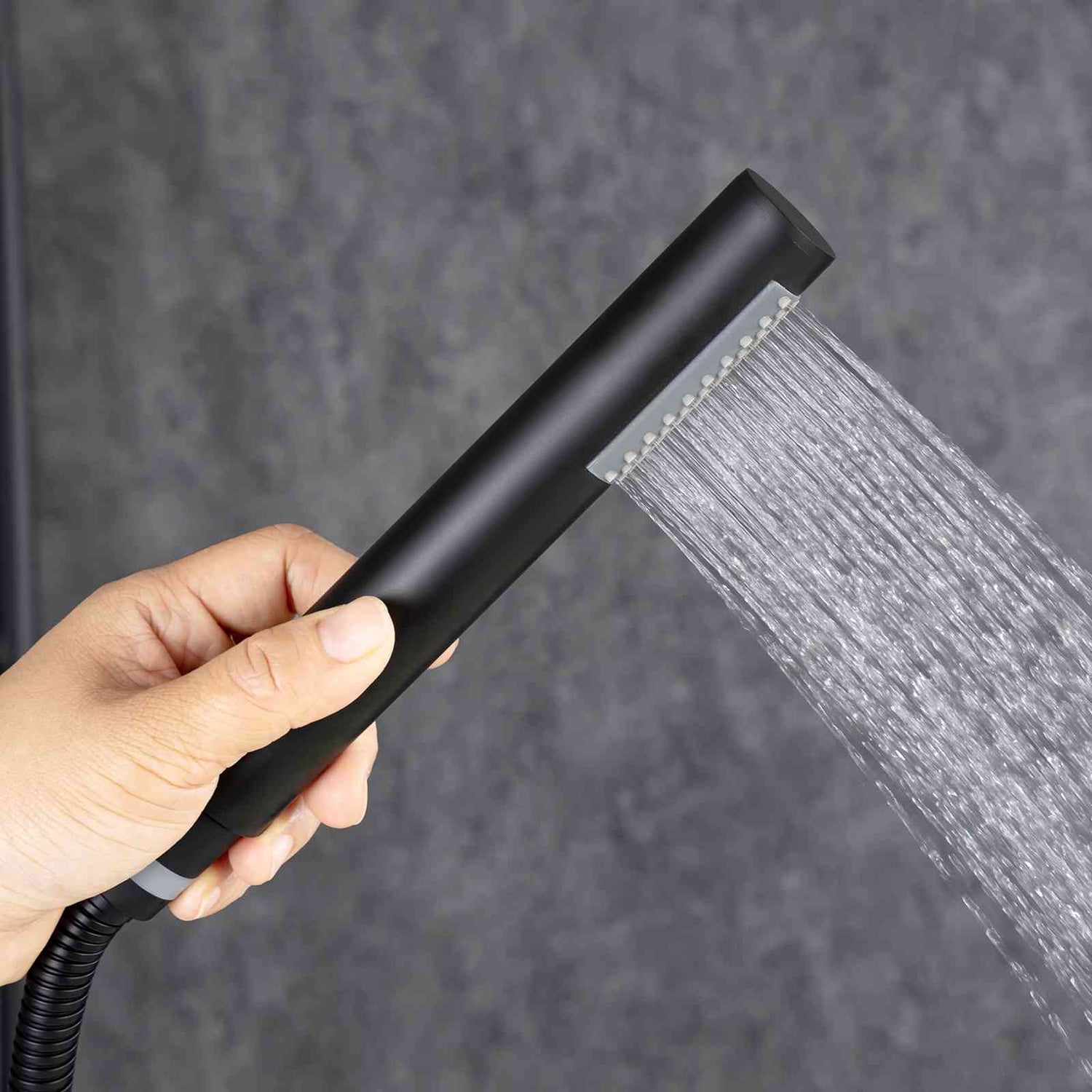 Cylindrical Matte Black Handle Shower