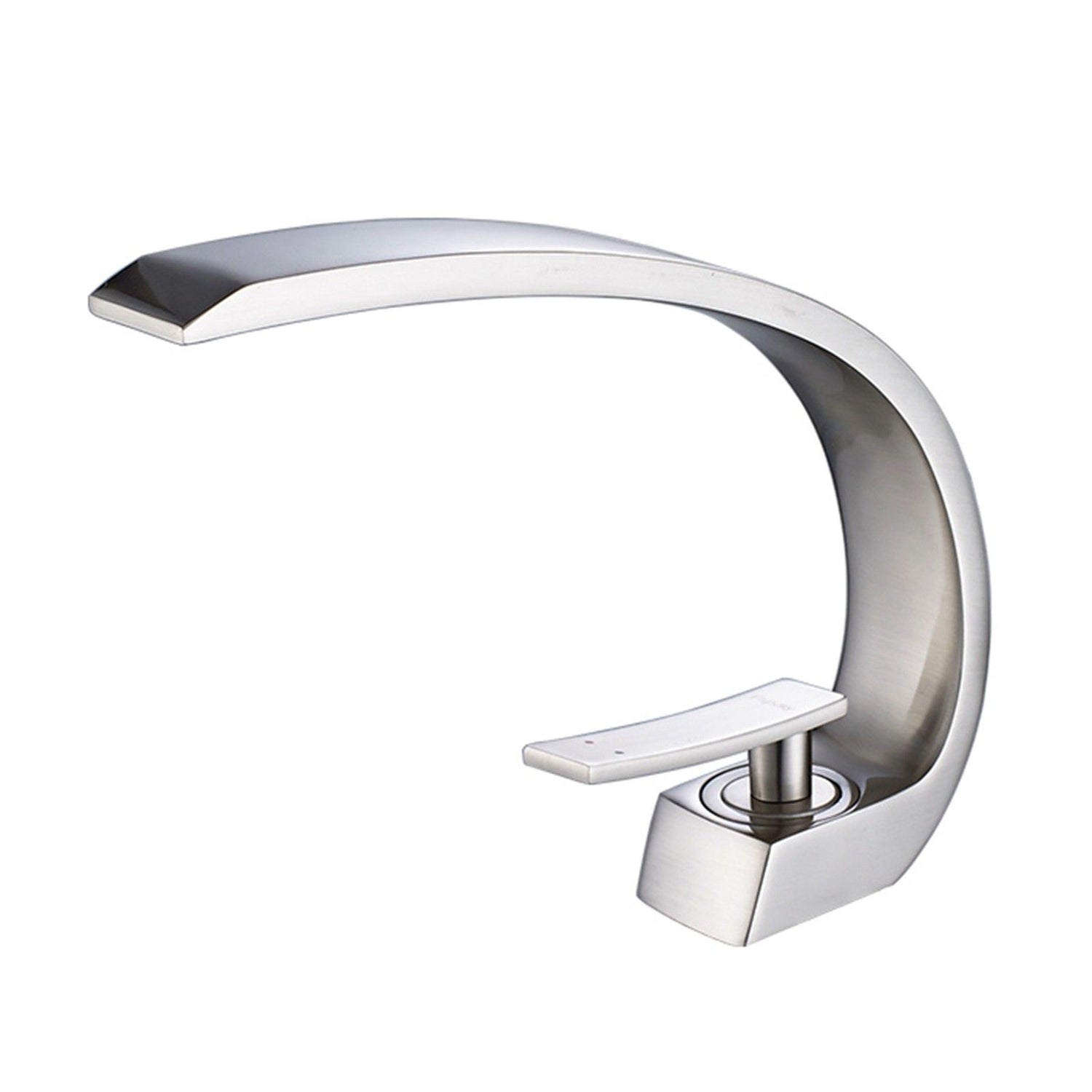 Geometric brushed nickel single hole faucet