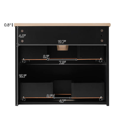 24 Black Wall Mounted Vanity with Single Hole Ceramic Sink Back Dimensions Specifications