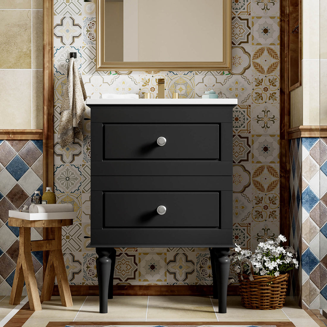 24 Inch Shaker Solid Wood Bathroom Vanity