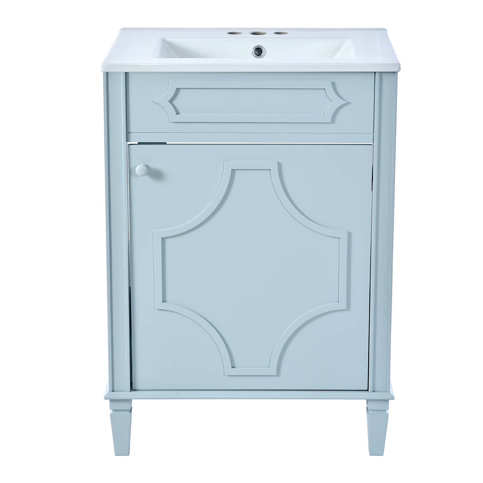 24 in carved vanity with solid wood construction for durable support