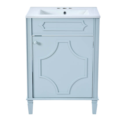 24 in carved vanity with solid wood construction for durable support