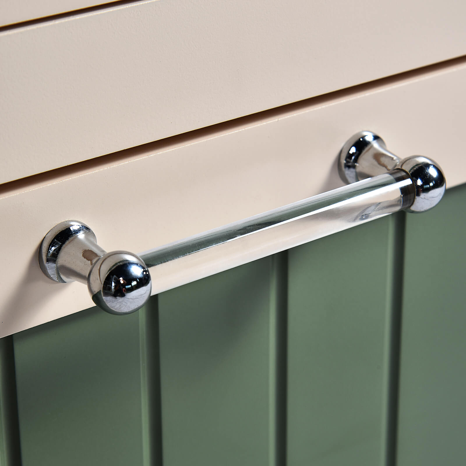 24 in two tone bathroom vanity handle detail