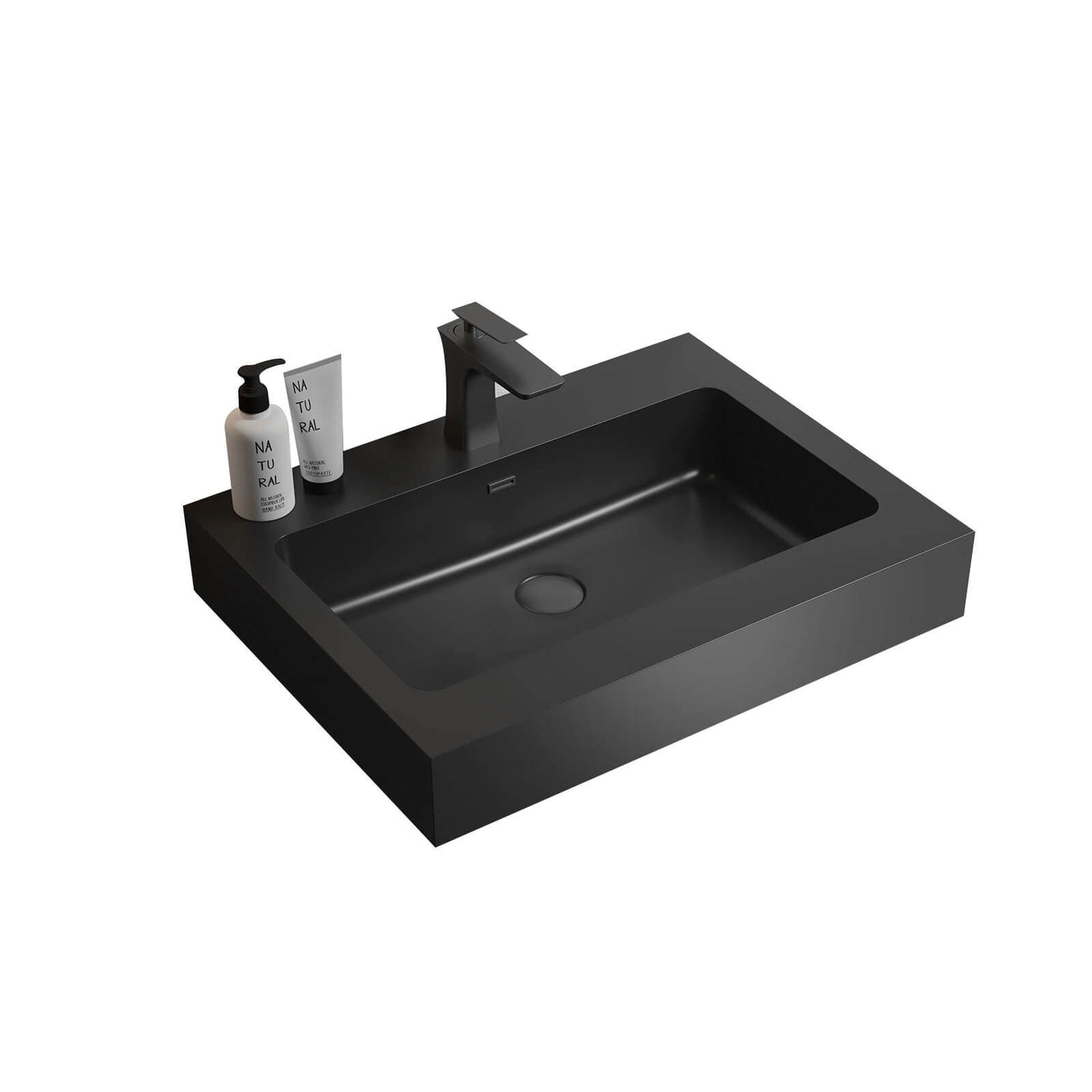 24 in x 18 in Black Solid Surface Vanity Top