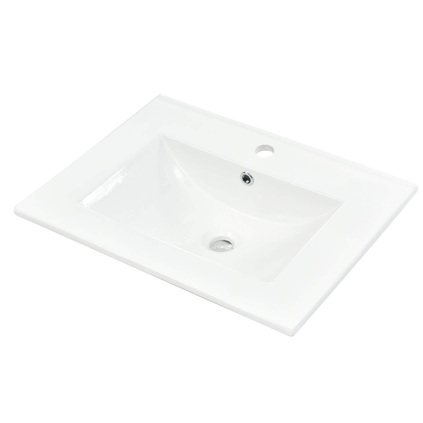 24 in x 18 in Single Sink Ceramic Vanity Top with Undermount Sink