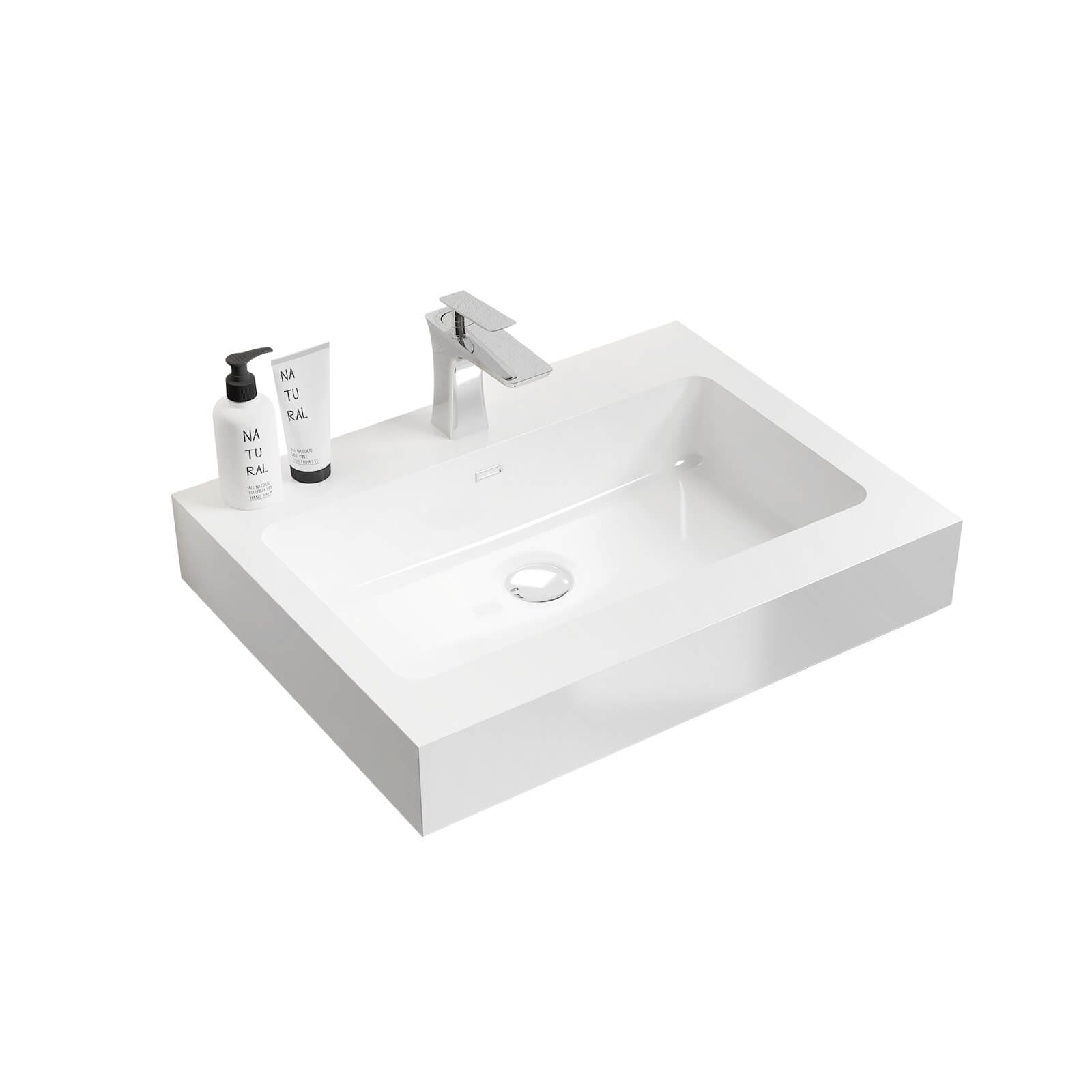 24 in x 18 in White Solid Surface Vanity Top