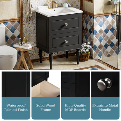 24 inch Shaker Solid Wood Bathroom Vanity Details