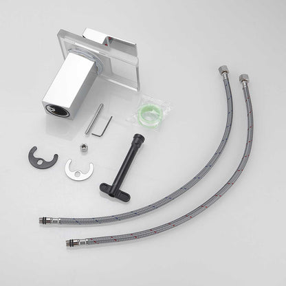 Chrome single handle faucet disassembled