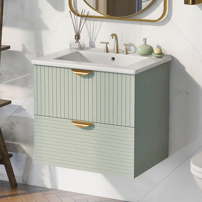 24 INCH Sage Green Floating Bathroom Vanity with Sink