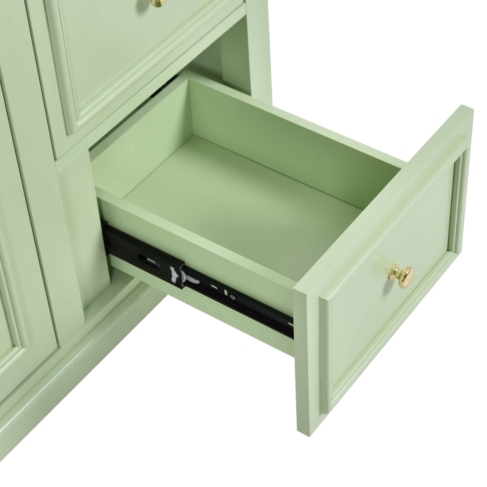 30 Inch Floor Standing Single Sink Green Bathroom Vanity Base Drawer Display