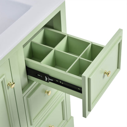 30 Inch Floor Standing Single Sink Green Bathroom Vanity Drawers with Dividers