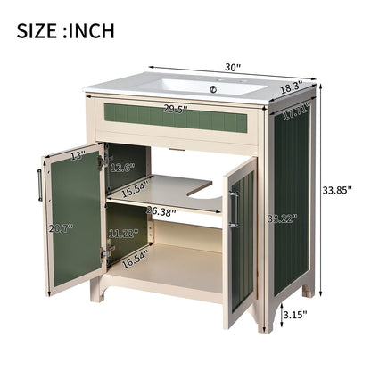 30 Inch Two Tone Design Bathroom Vanity Dimensions Specifications