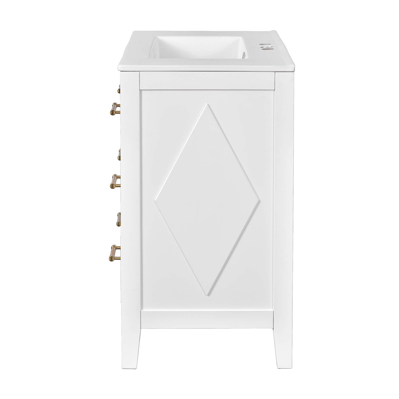 30 Inch White Bathroom Vanity Featuring Freestanding Legs