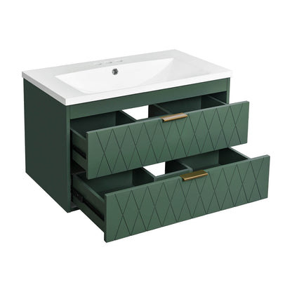 30 in Green Vanity A striking addition to your bathroom decor with gold accents