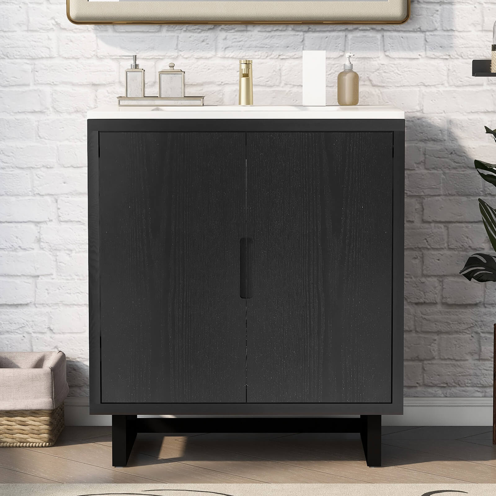 30 in Minimalist Black Bathroom Vanity