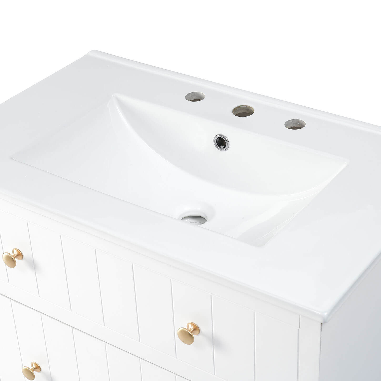 30 in x 18 in Ceramic Vanity Top with 3 Holes for Faucet Installation