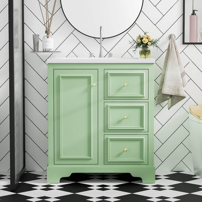 30 inch Floor Mount Single Sink Bathroom Vanity in Green