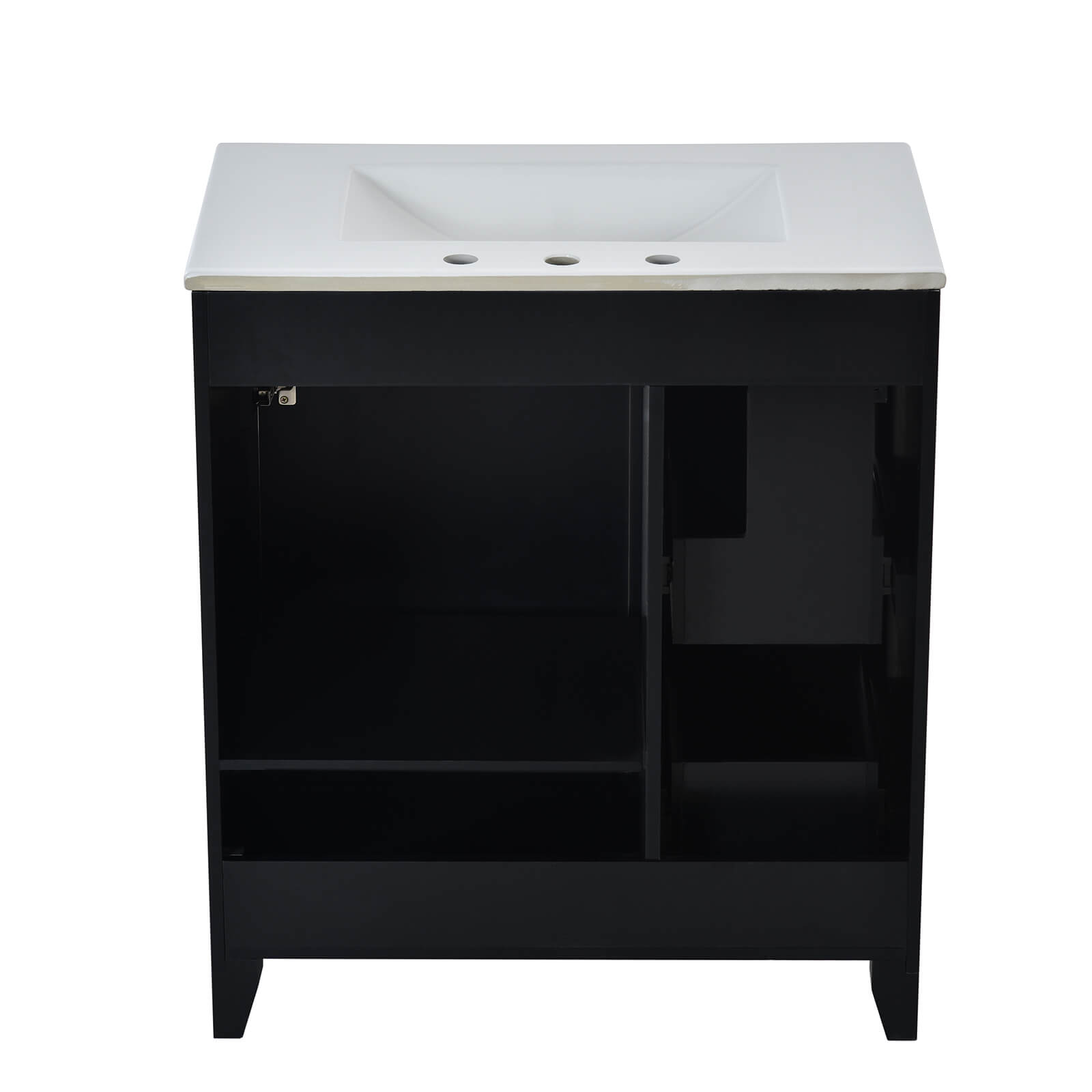 30 inch black vanity with clean lines and minimalistic design