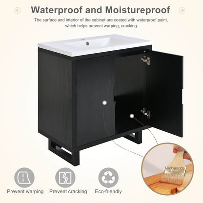 30 inch simple black bathroom vanity with waterproof coating