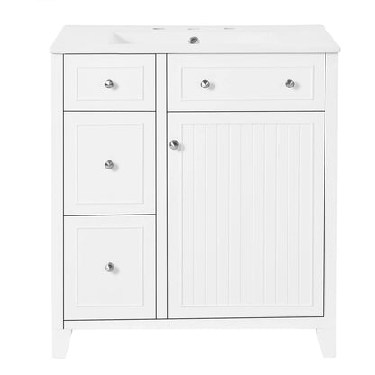 30 inch white bathroom vanity with storage for small bathrooms