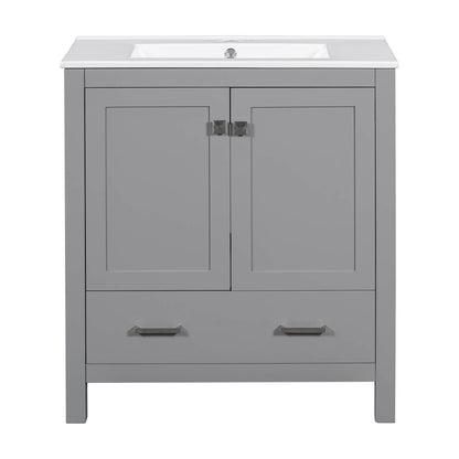 30-inch gray vanity with solid wood frame construction