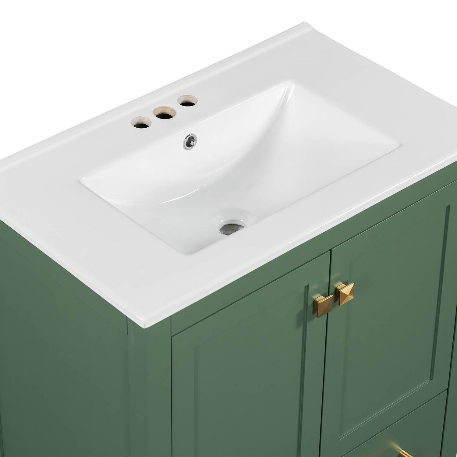 30-inch green vanity with versatile design for any decor