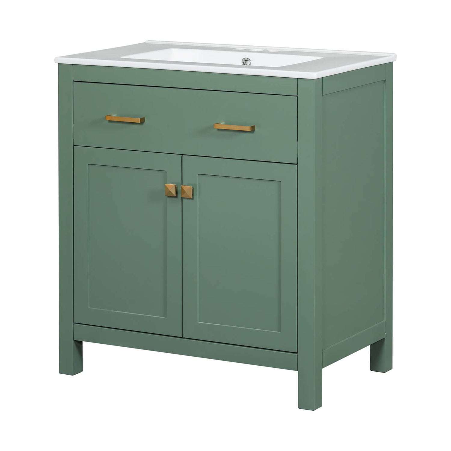 30-inch sage green vanity with sleek undermount sink