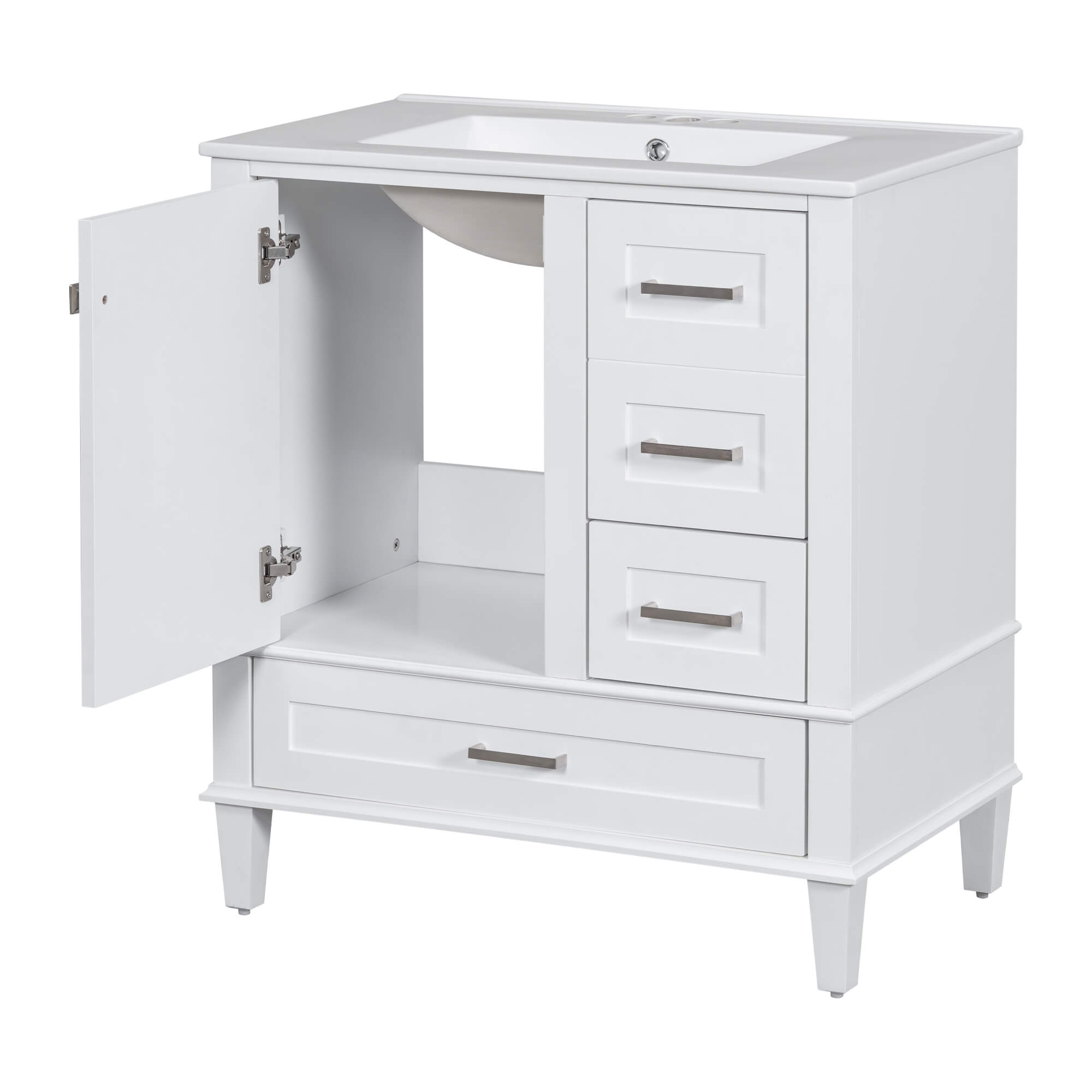 30-inch white solid wood vanity with top for sleek bathroom design