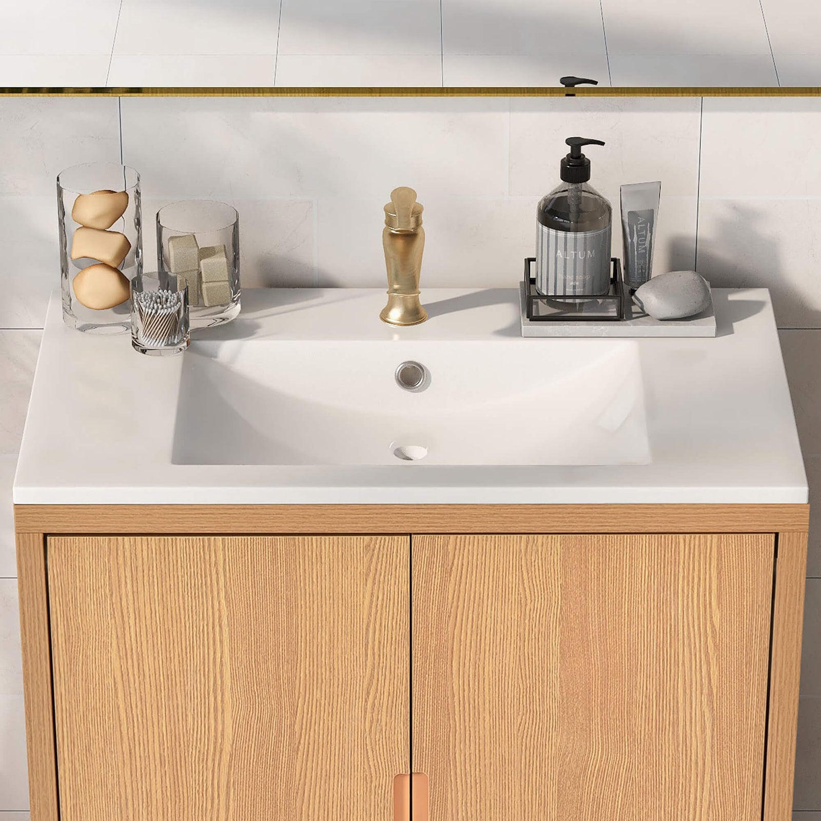 30 x 18 in Rectangular Resin Sink Vanity Top with Cabinet Assembly in