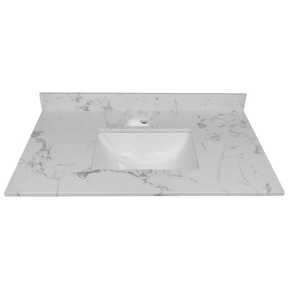 31 inch x 22 inch Undermount Ceramic Sink with Integrated Marble Top