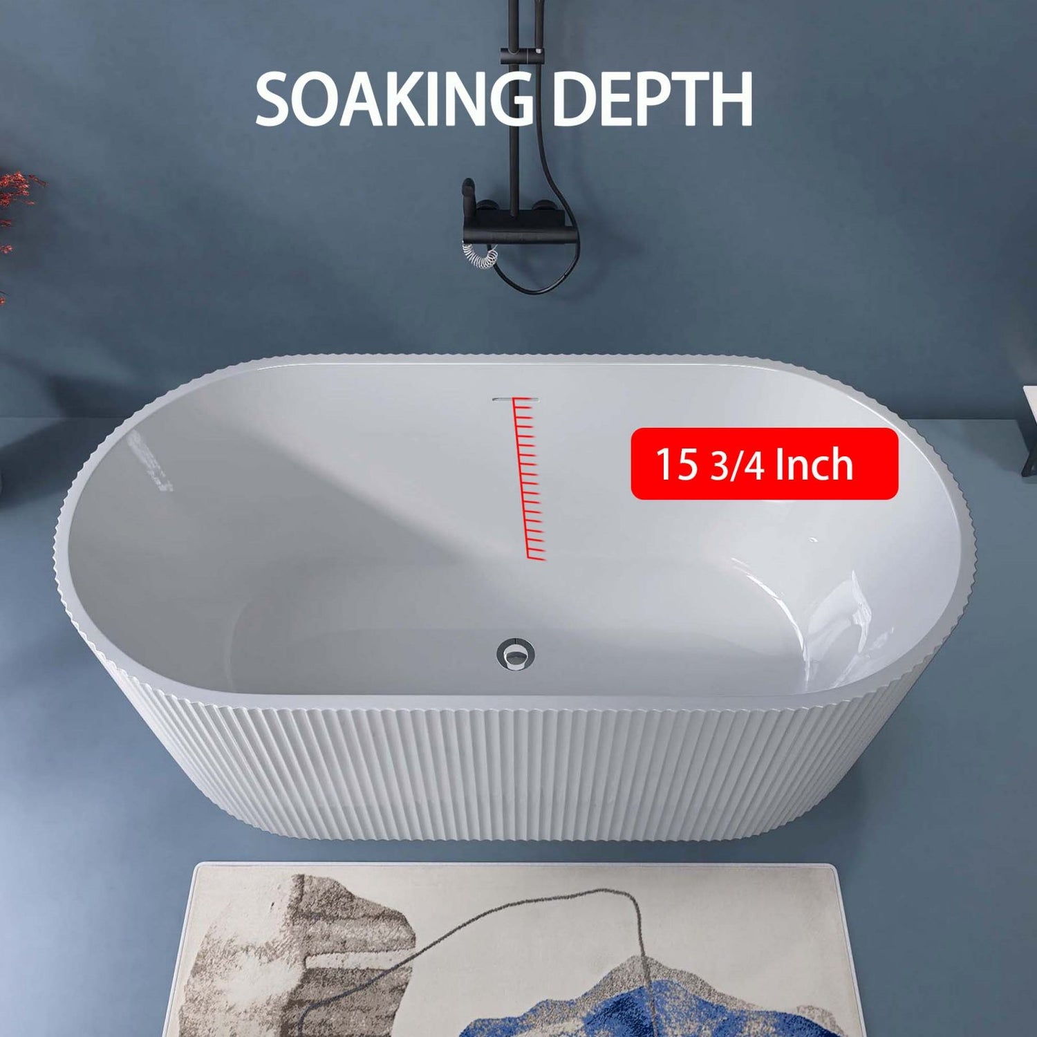 15.75 Deep Immersion Deep Acrylic Recessed Bathtub