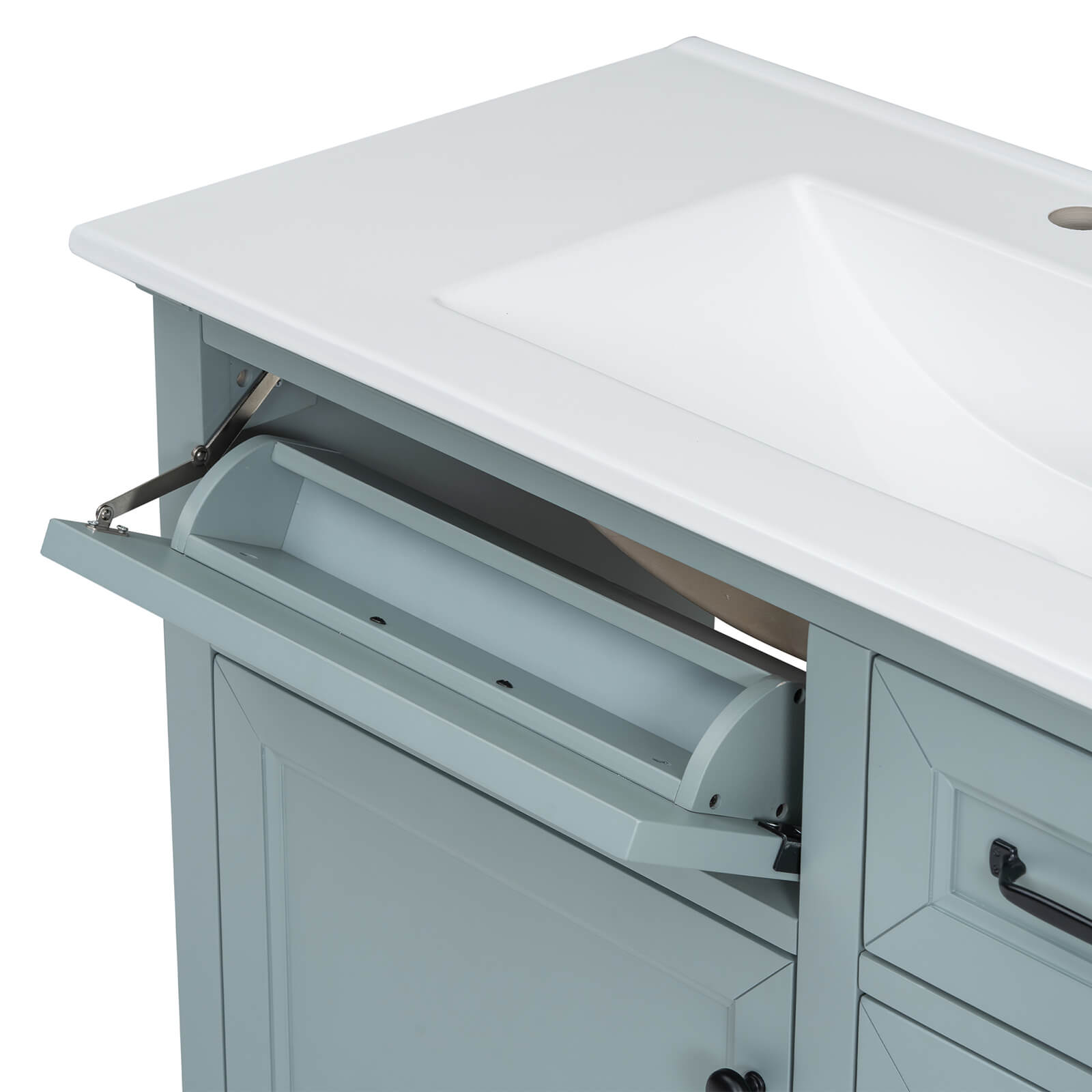 36 Inch Freestanding Bathroom Vanity in Gray Green with Soft Closing Doors and Drawers