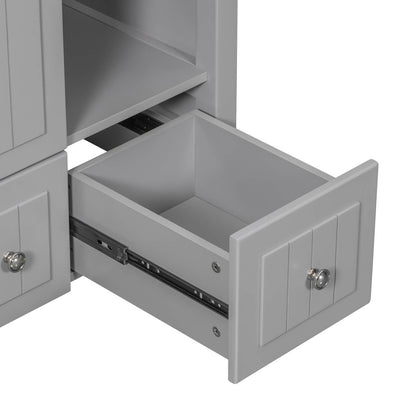 36 Inch Gray Bathroom Vanity Cabinet Open Drawers Only