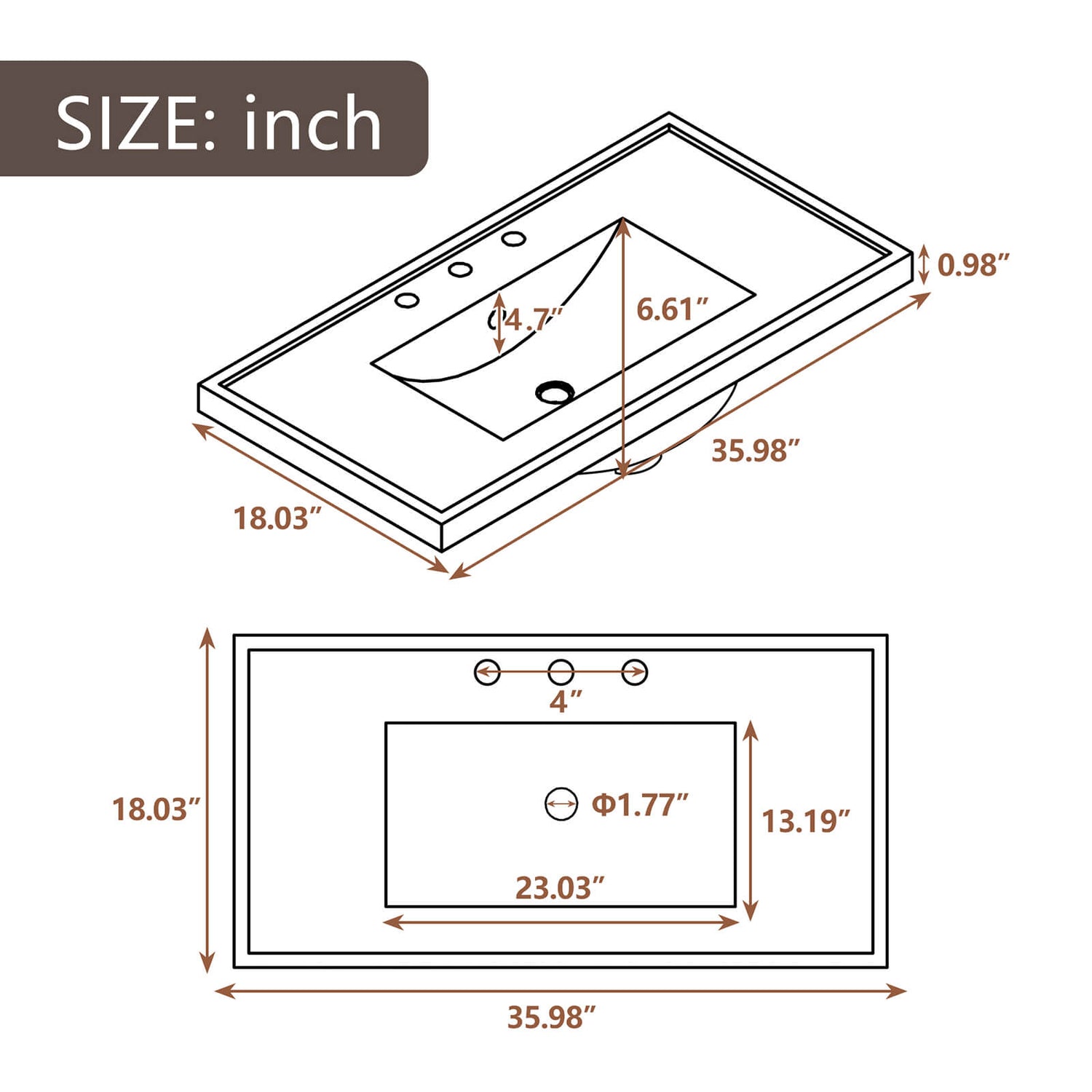 36&quot; Gray Bathroom Vanity with Ceramic Sink