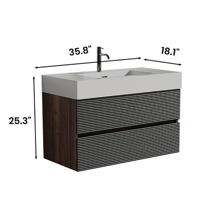 36 Inch Slatted Floating Bathroom Vanity Dimensions Specifications