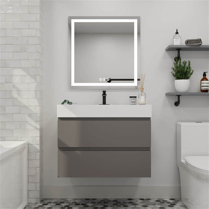 36 in Gray Vanity with White Single Sink